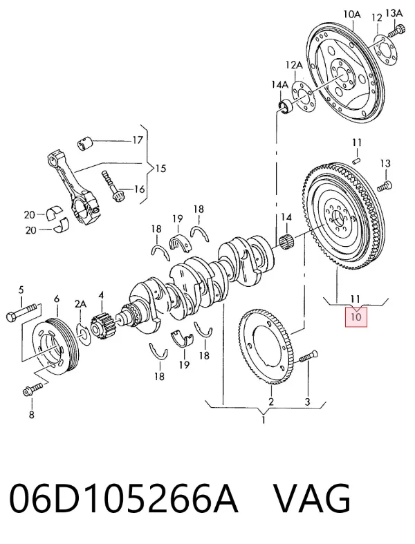 Volante de motor 06D105266A VAG