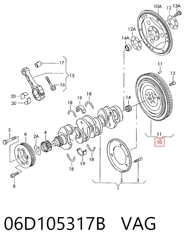 Volante de motor 06D105317B VAG