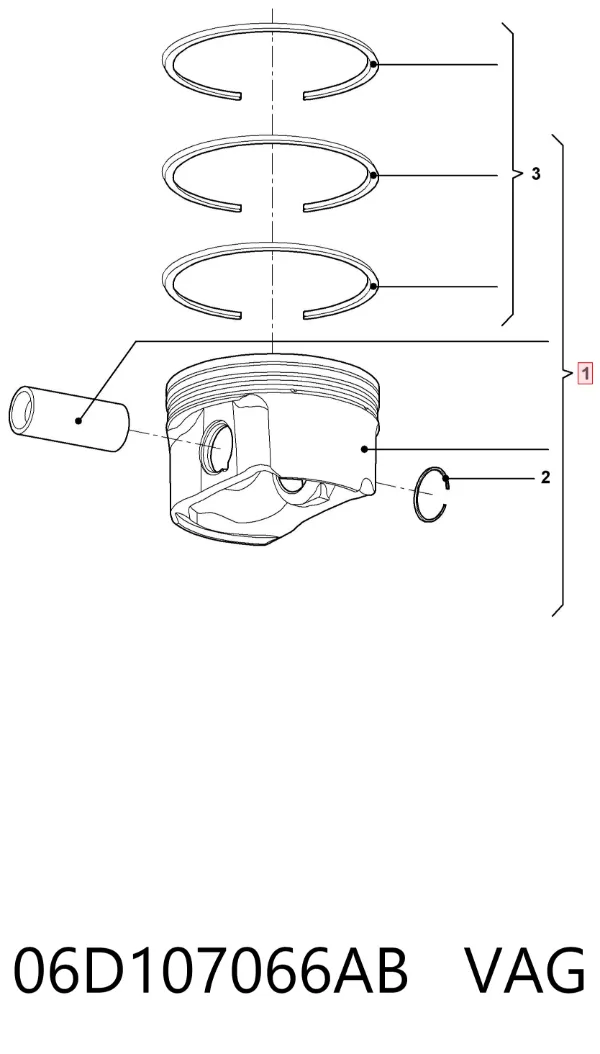 Pistão (kit para um motor), 2ª reparação ( + 0,50) 06D107066AB VAG