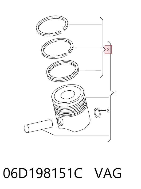 Pistão (kit para um motor), STD 06D198151C VAG