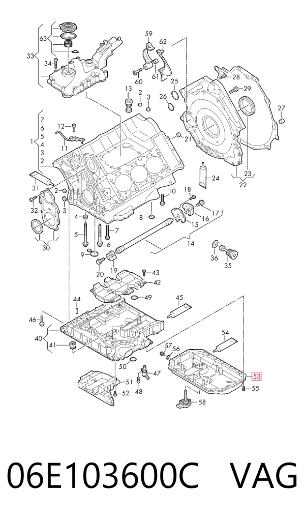 Panela de óleo de cárter do motor, parte inferior 06E103600C VAG