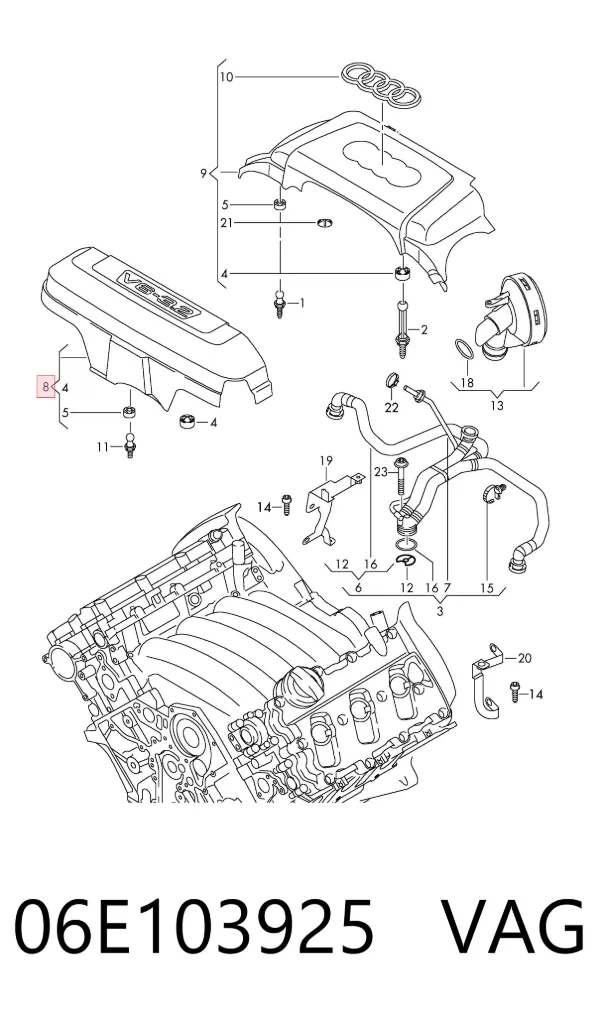 Tampa de motor decorativa Audi A6 C6