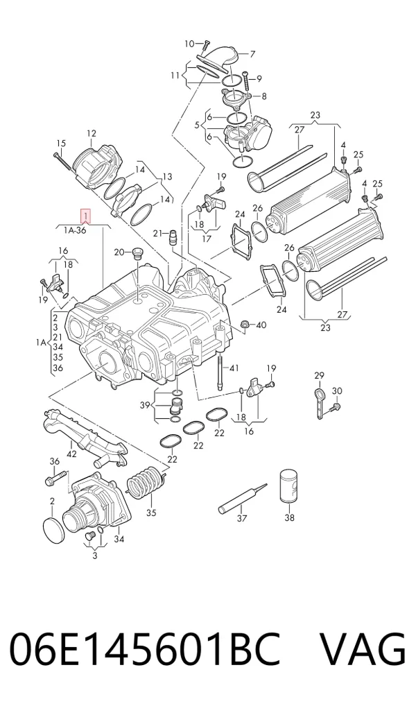 Compressor de supercompressão de ar de motor 06E145601BC VAG