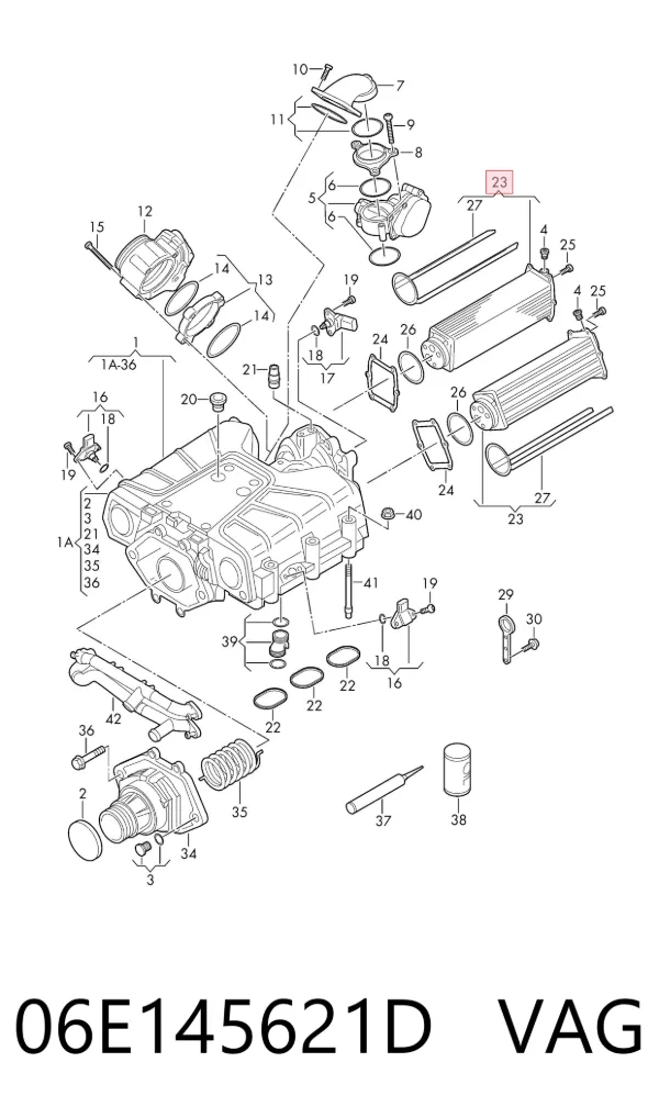 Radiador de intercooler 06E145621D VAG