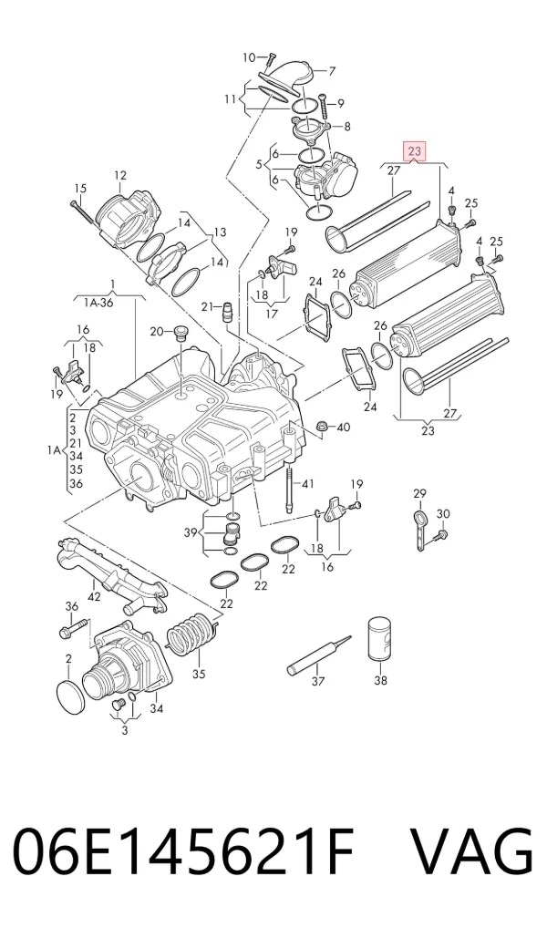 Radiador de intercooler 06E145621F VAG
