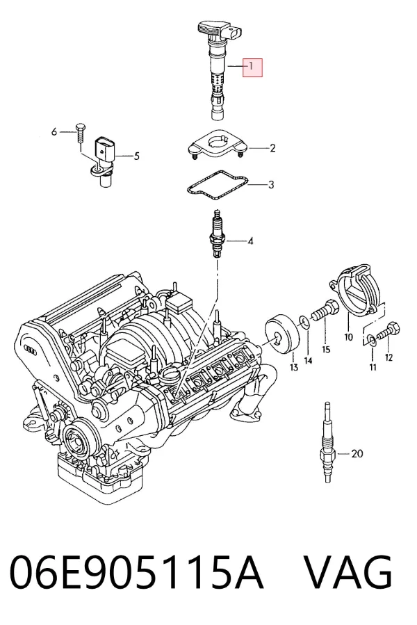 Bobina de ignição 06E905115A VAG