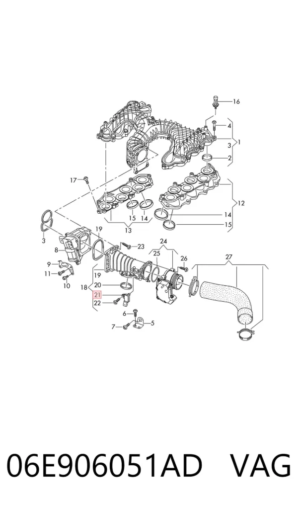Sensor de pressão de supercompressão 06E906051AD VAG