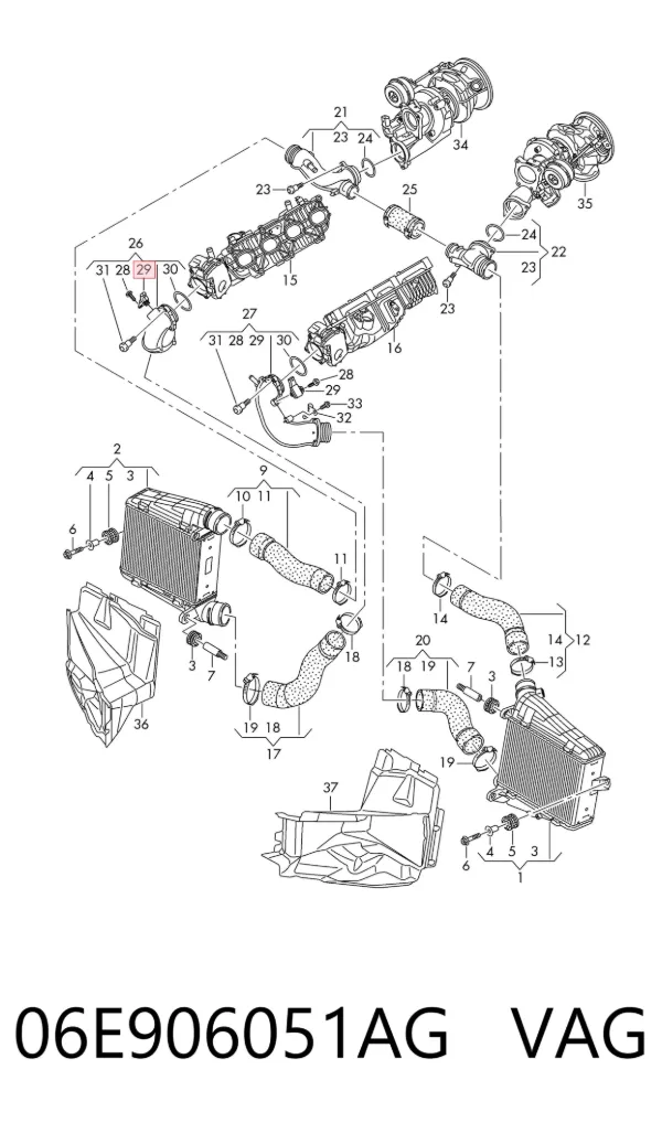 Sensor de pressão de supercompressão 06E906051AG VAG