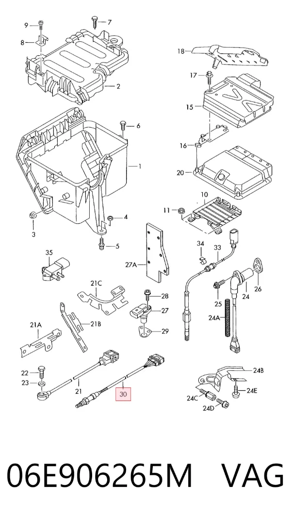 Sonda lambda, sensor de oxigênio até o catalisador 06E906265M VAG
