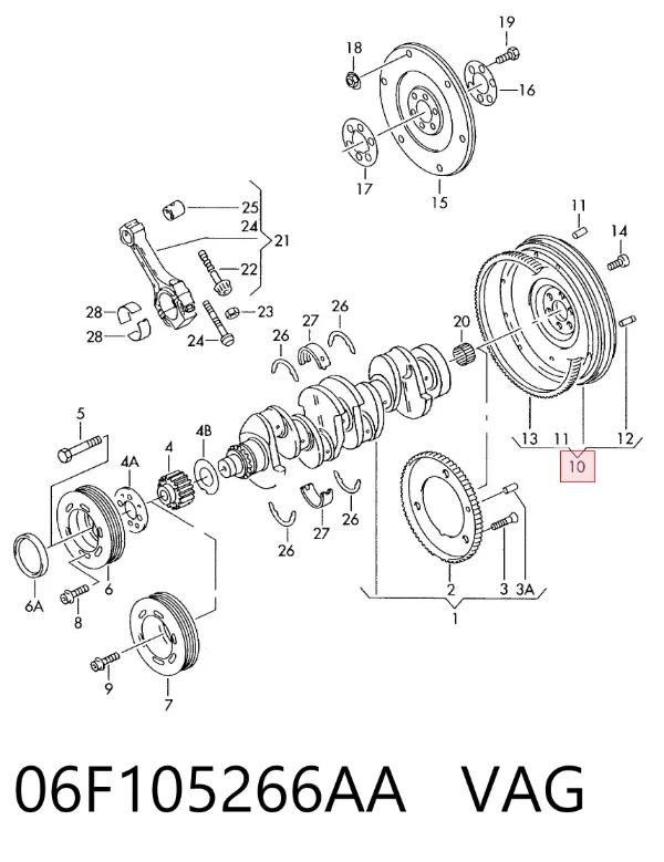 Volante de motor 06F105266AA VAG