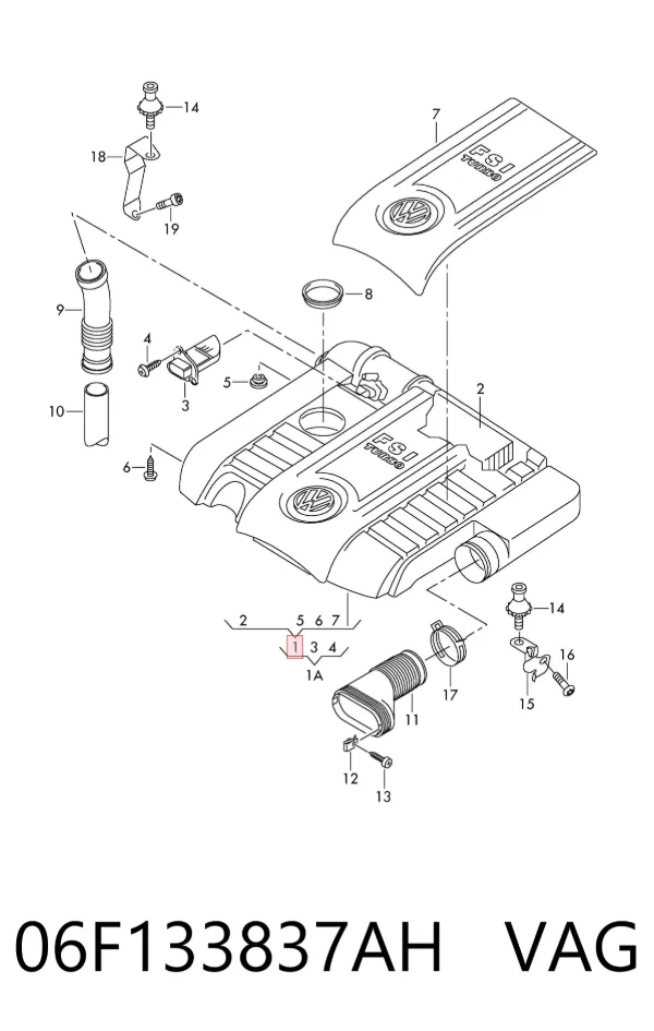 Caixa de filtro de ar 06F133837AH VAG