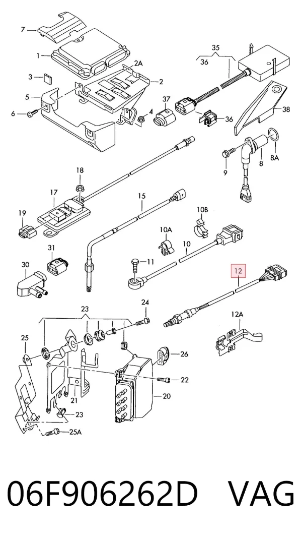 Sonda lambda, sensor direito de oxigênio depois de catalisador 06F906262D VAG