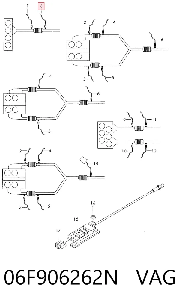 Sonda lambda, sensor de oxigênio depois de catalisador 06F906262N VAG