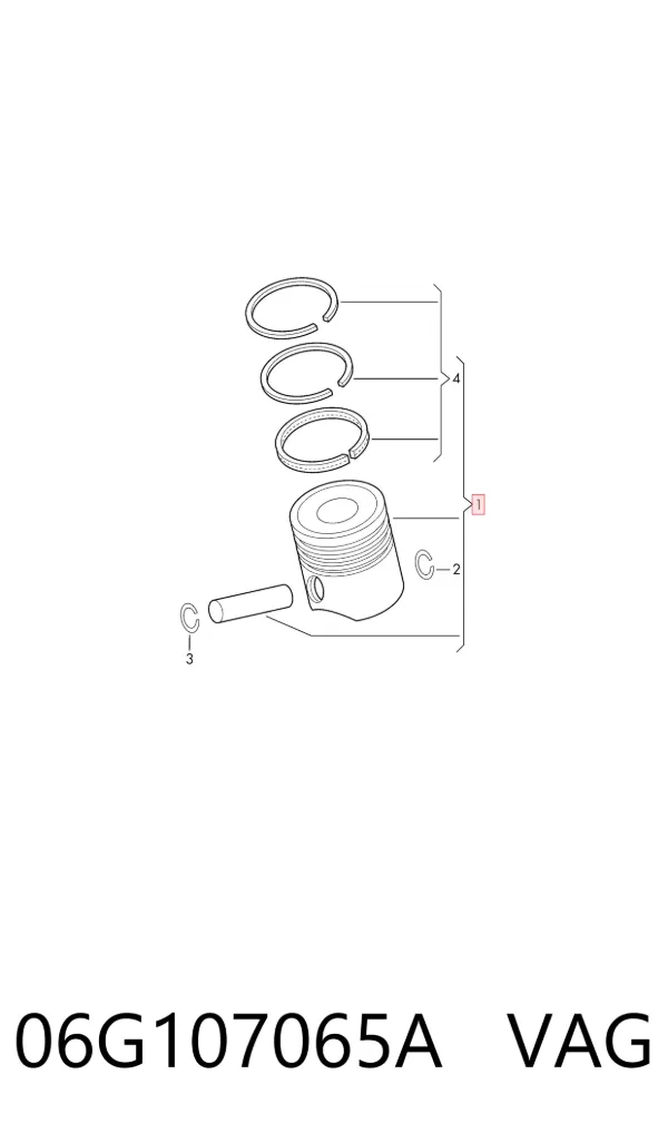 Pistão do kit para 1 cilindro, STD 06G107065A VAG