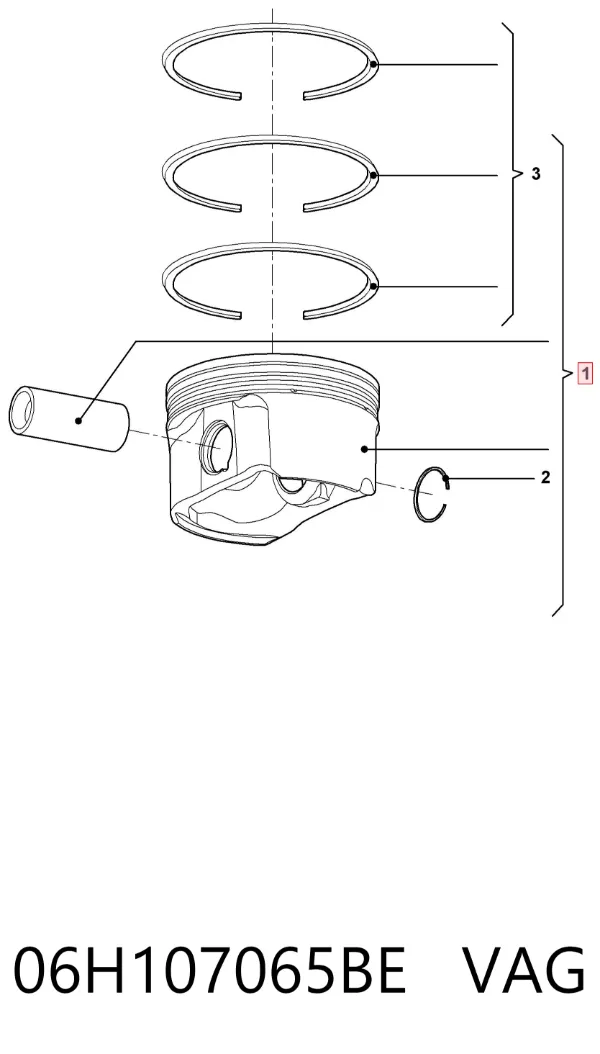 Pistão do kit para 1 cilindro, STD 06H107065BE VAG