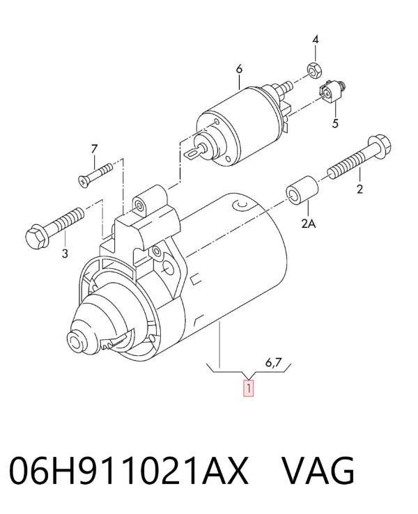 Motor de arranco 06H911021AX VAG