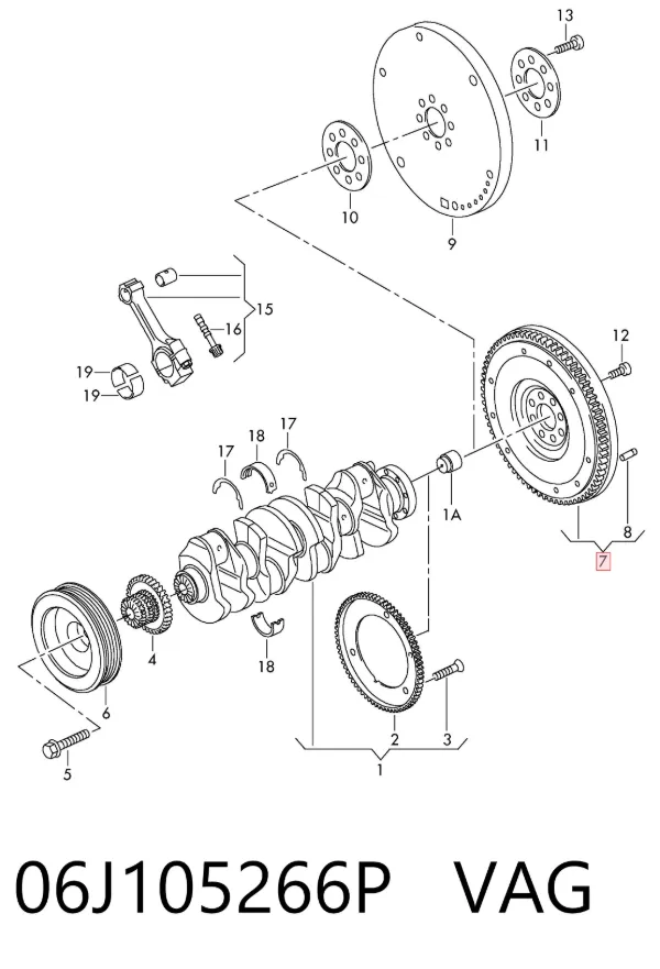 Volante de motor 06J105266P VAG