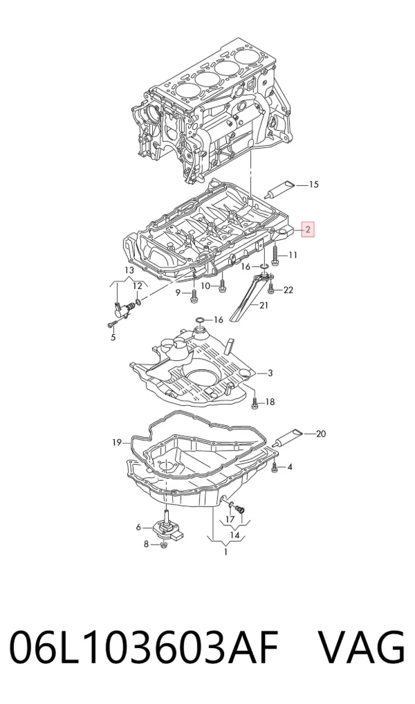 Panela de óleo de cárter do motor, parte superior 06L103603AF VAG