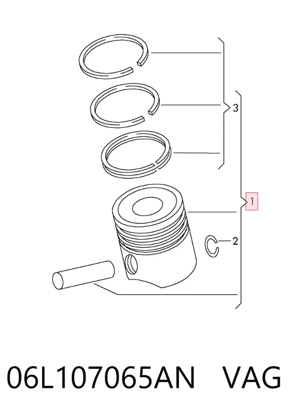 Pistão com passador sem anéis, STD 06L107065AN VAG