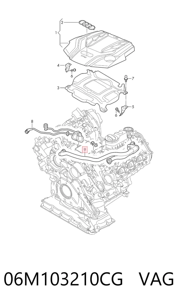 Cano derivado de ventilação de cárter (de separador de óleo) Audi A6 C8
