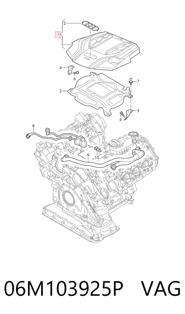 Tampa de motor decorativa 06M103925P VAG