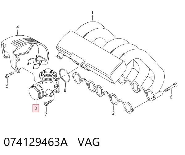 Válvula EGR de recirculação dos gases 074129463A VAG