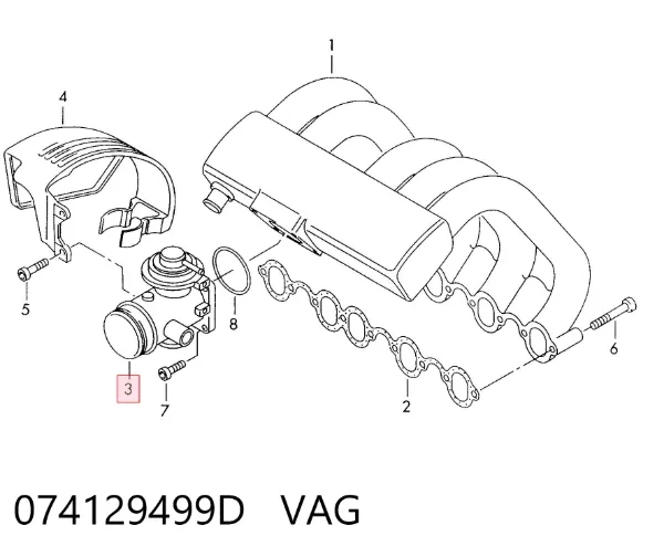 Válvula EGR de recirculação dos gases 074129499D VAG