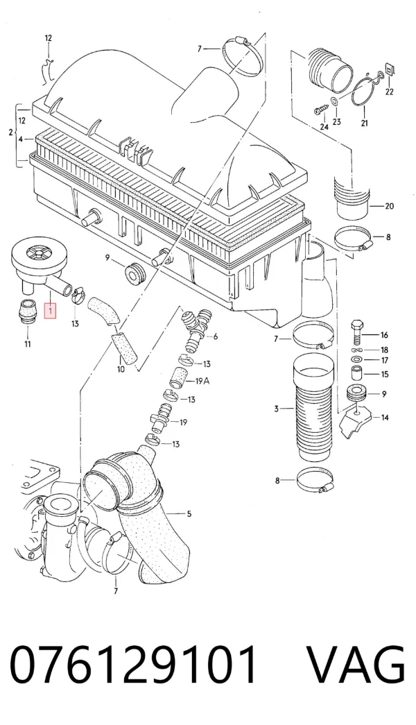 Válvula PCV de ventilação dos gases de cárter 076129101 VAG