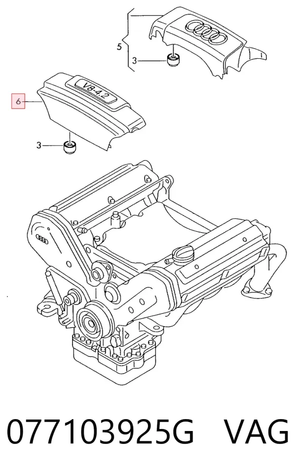 Tampa de motor decorativa 077103925G VAG