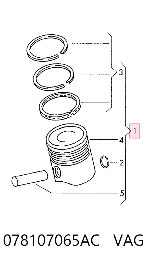 Pistão do kit para 1 cilindro, STD 078107065AC VAG