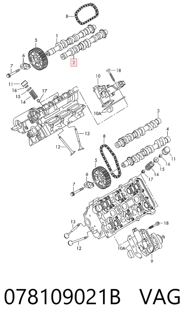 Árvore distribuidora de motor 078109021B VAG