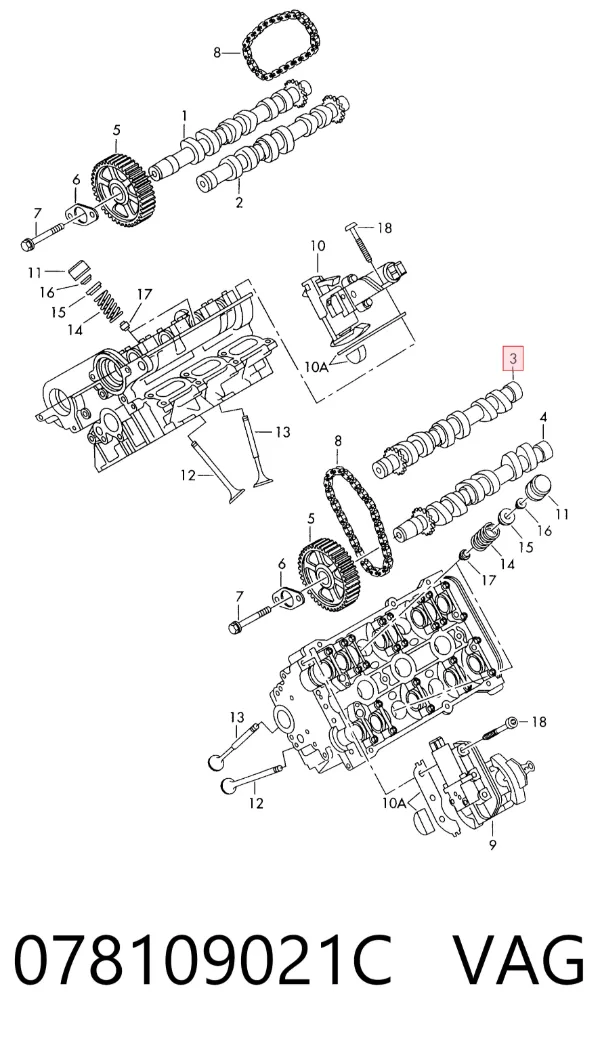 Árvore distribuidora de motor 078109021C VAG
