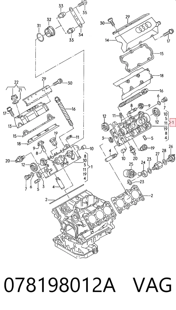 Kit superior de vedantes de motor 078198012A VAG