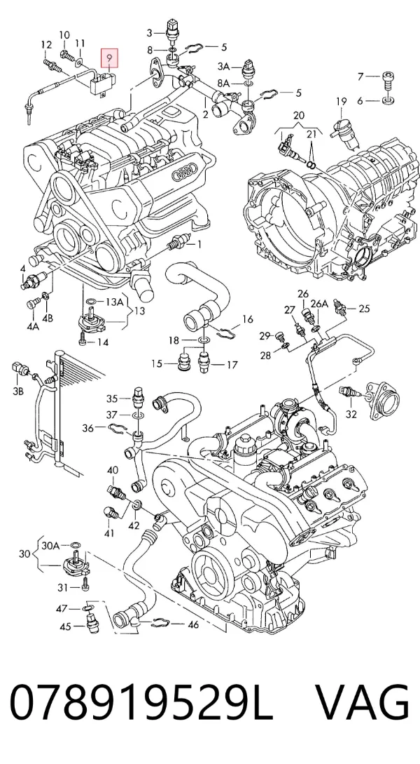 Sensor de temperatura do fluido de esfriamento 078919529L VAG