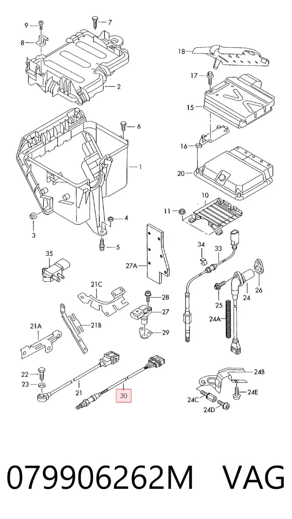 Sonda lambda, sensor esquerdo de oxigênio até o catalisador 079906262M VAG