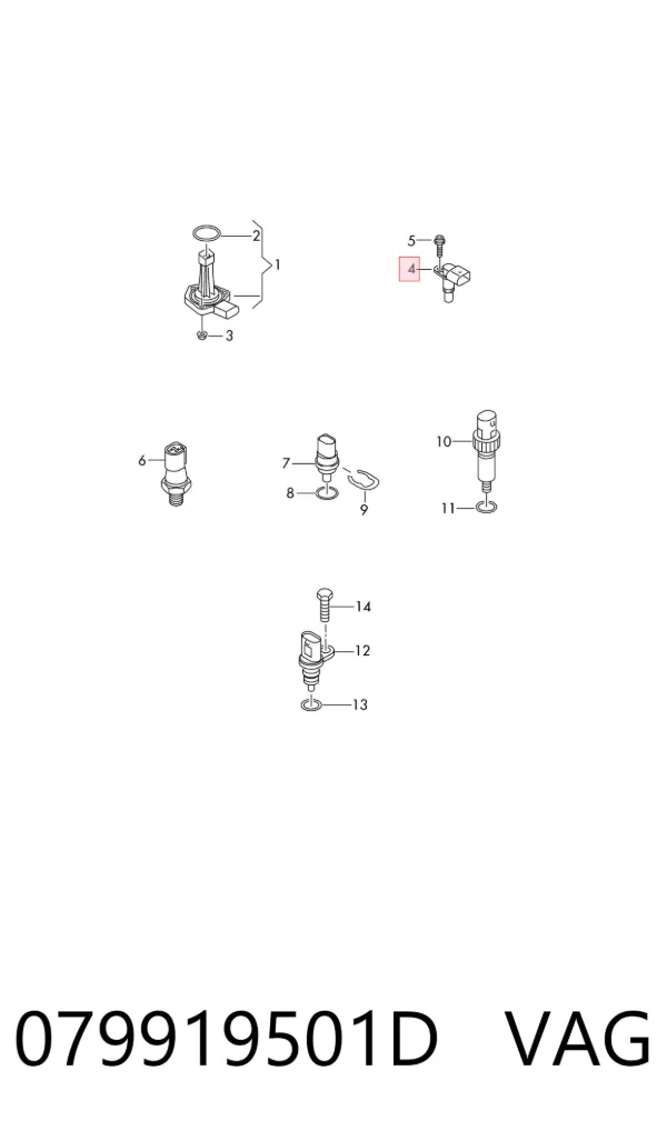 Sensor de temperatura do fluido de esfriamento (de ativação de ventilador do radiador) 079919501D VAG