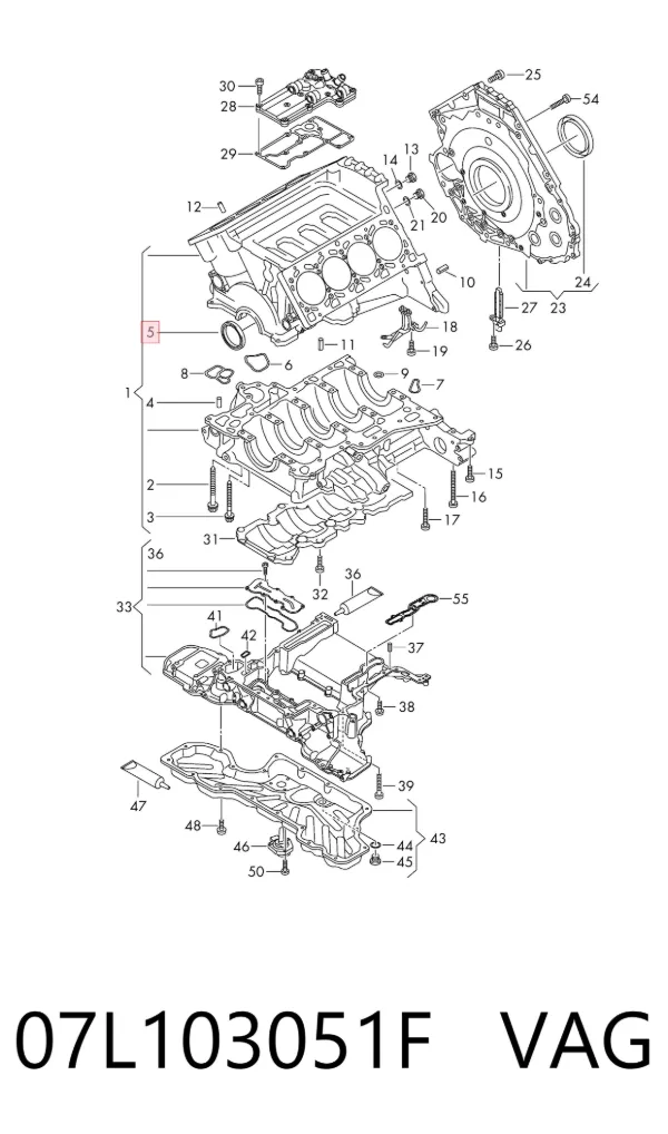 Vedação dianteira de cambota de motor 07L103051F VAG