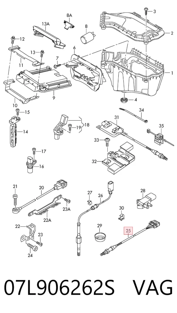 Sonda lambda, sensor de oxigênio até o catalisador 07L906262S VAG