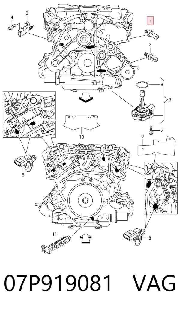 Sensor de pressão de óleo 07P919081 VAG