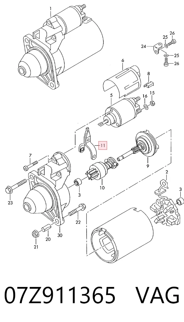 Kit de reparação do motor de arranco 07Z911365 VAG