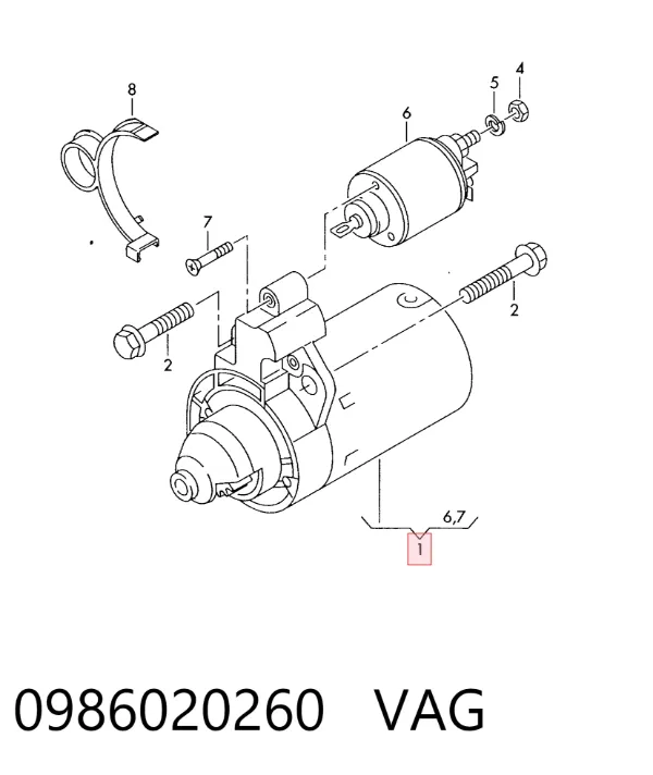 Motor de arranco 0986020260 VAG