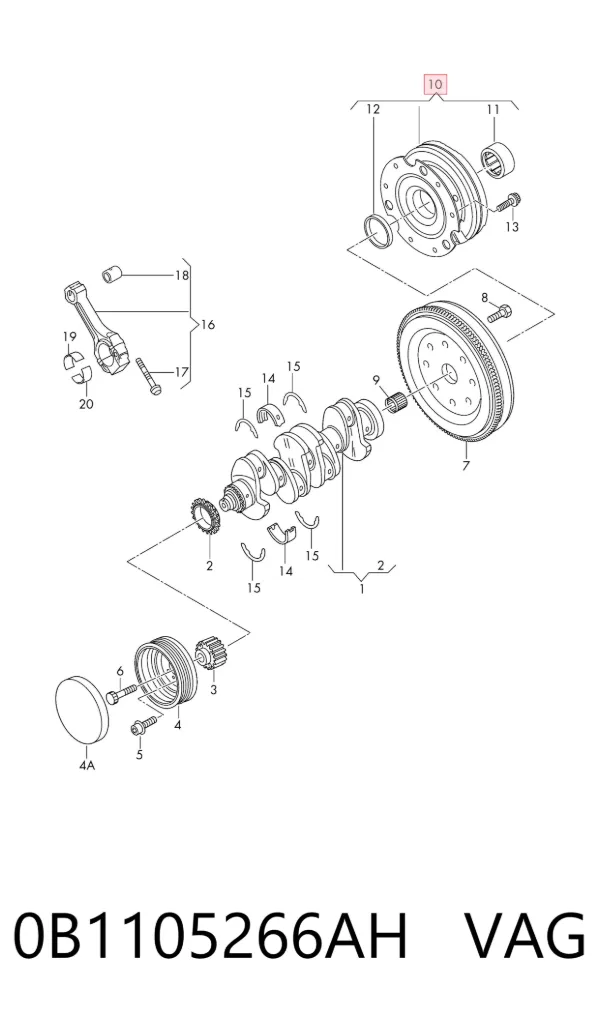 Volante de motor 0B1105266AH VAG