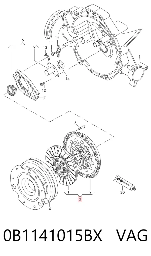 Kit de embraiagem (3 peças) 0B1141015BX VAG