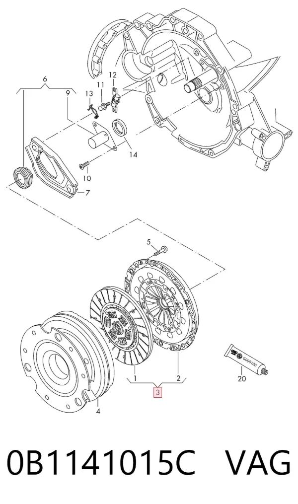 Kit de embraiagem (3 peças) 0B1141015C VAG