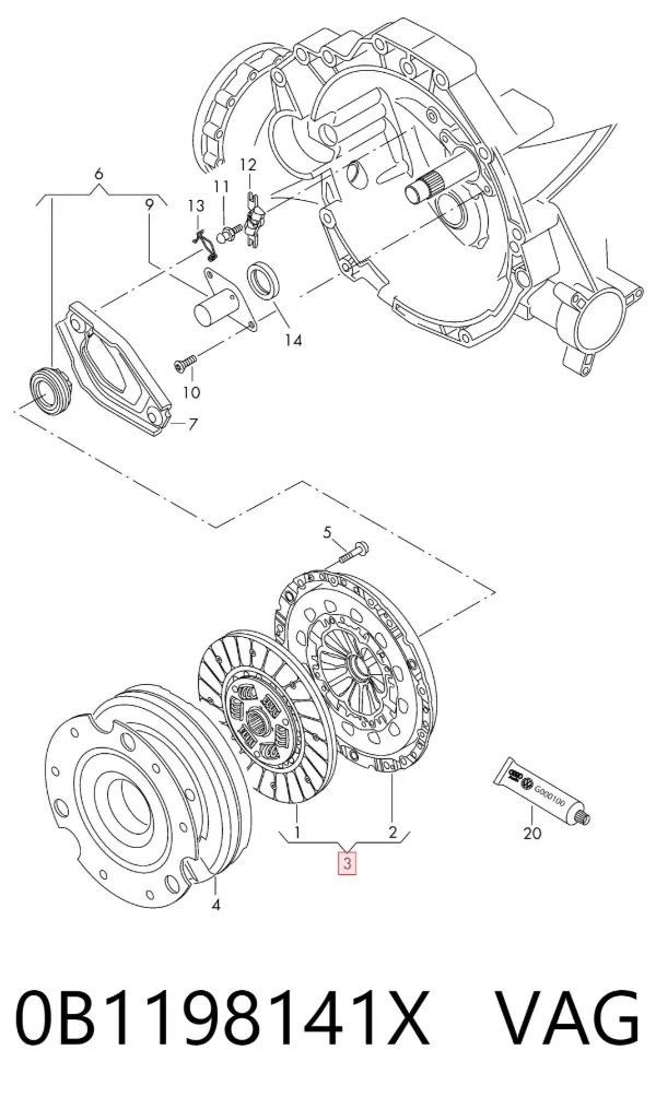 Kit de embraiagem (3 peças) 0B1198141X VAG