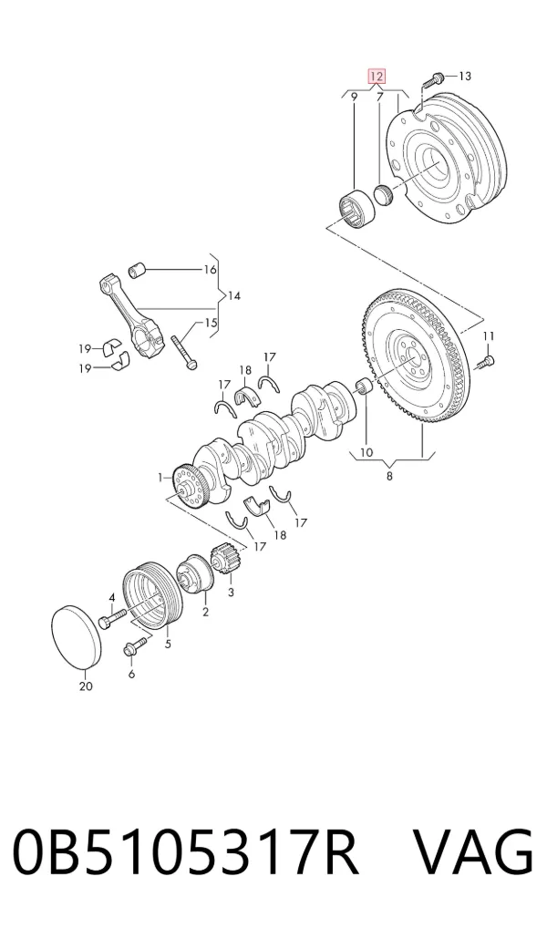 Volante de motor 0B5105317R VAG