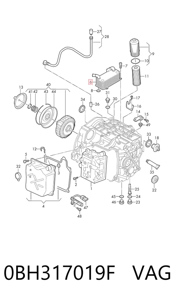 Radiador de esfriamento, Caixa Automática de Mudança 0BH317019F VAG