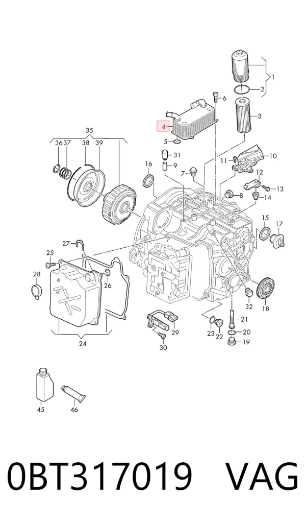 Radiador de esfriamento, Caixa Automática de Mudança 0BT317019 VAG