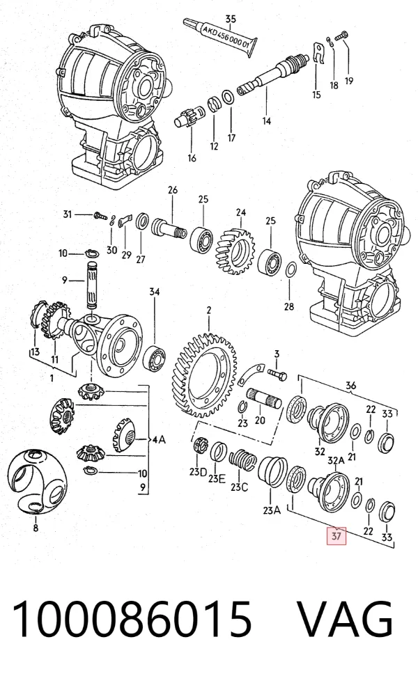Bucim da Caixa Automática de Mudança (de árvore de saída/secundária) 100086015 VAG