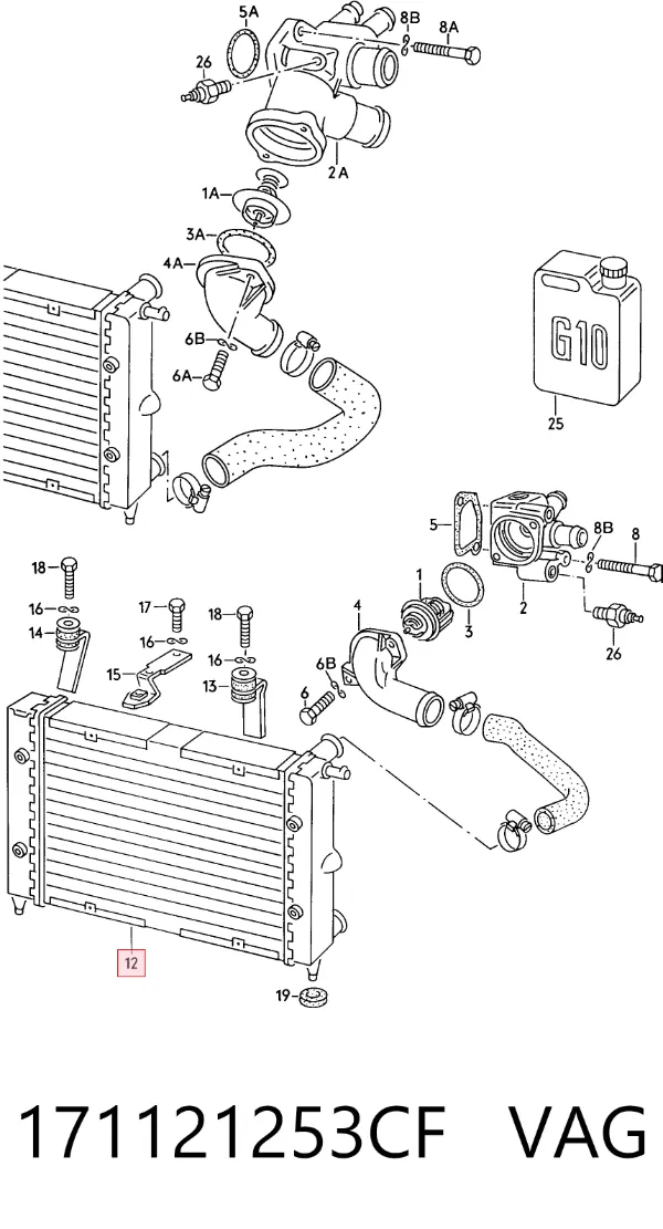 Radiador de esfriamento de motor 171121253CF VAG